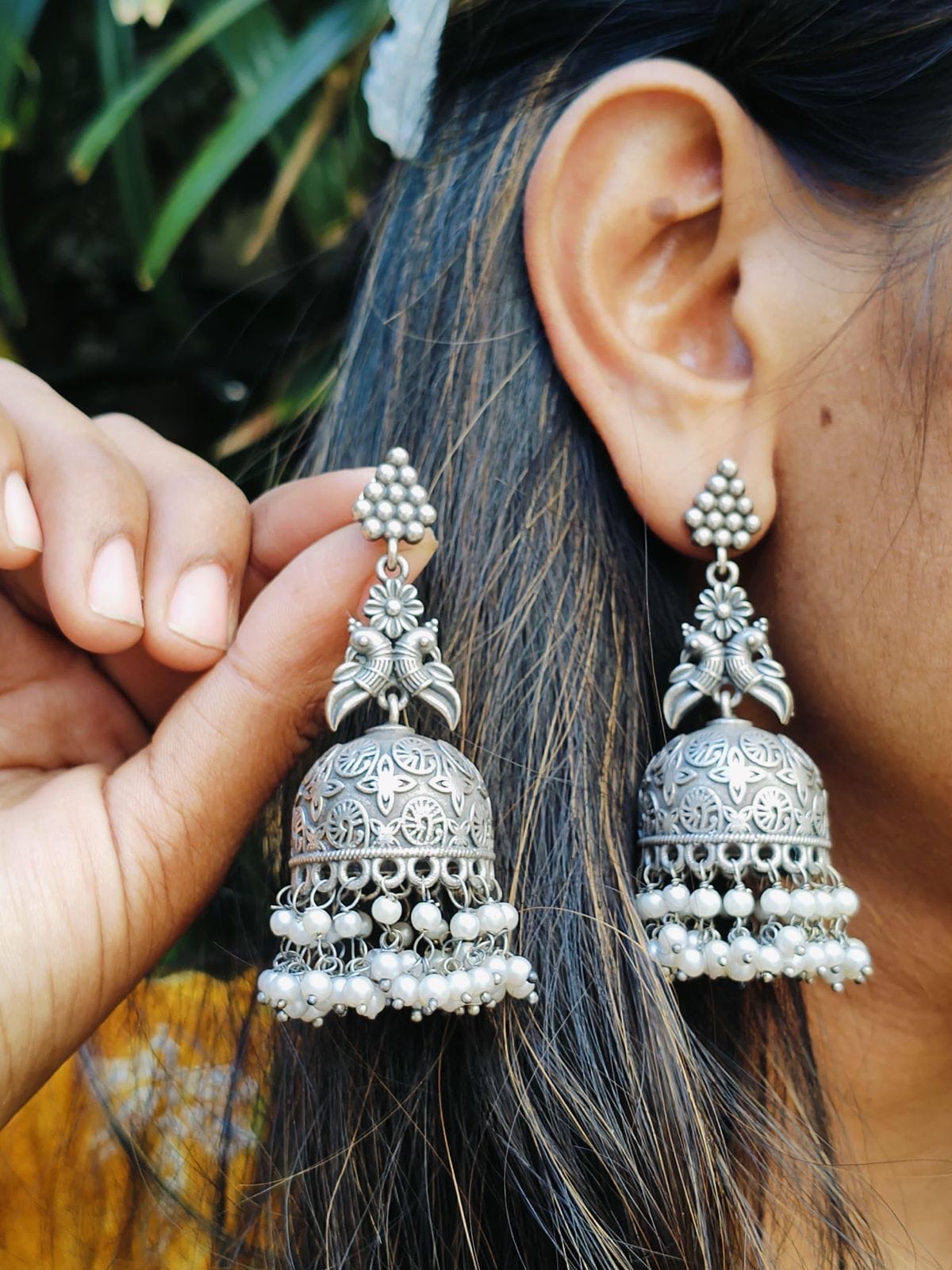 Silver lookalike jhumka 