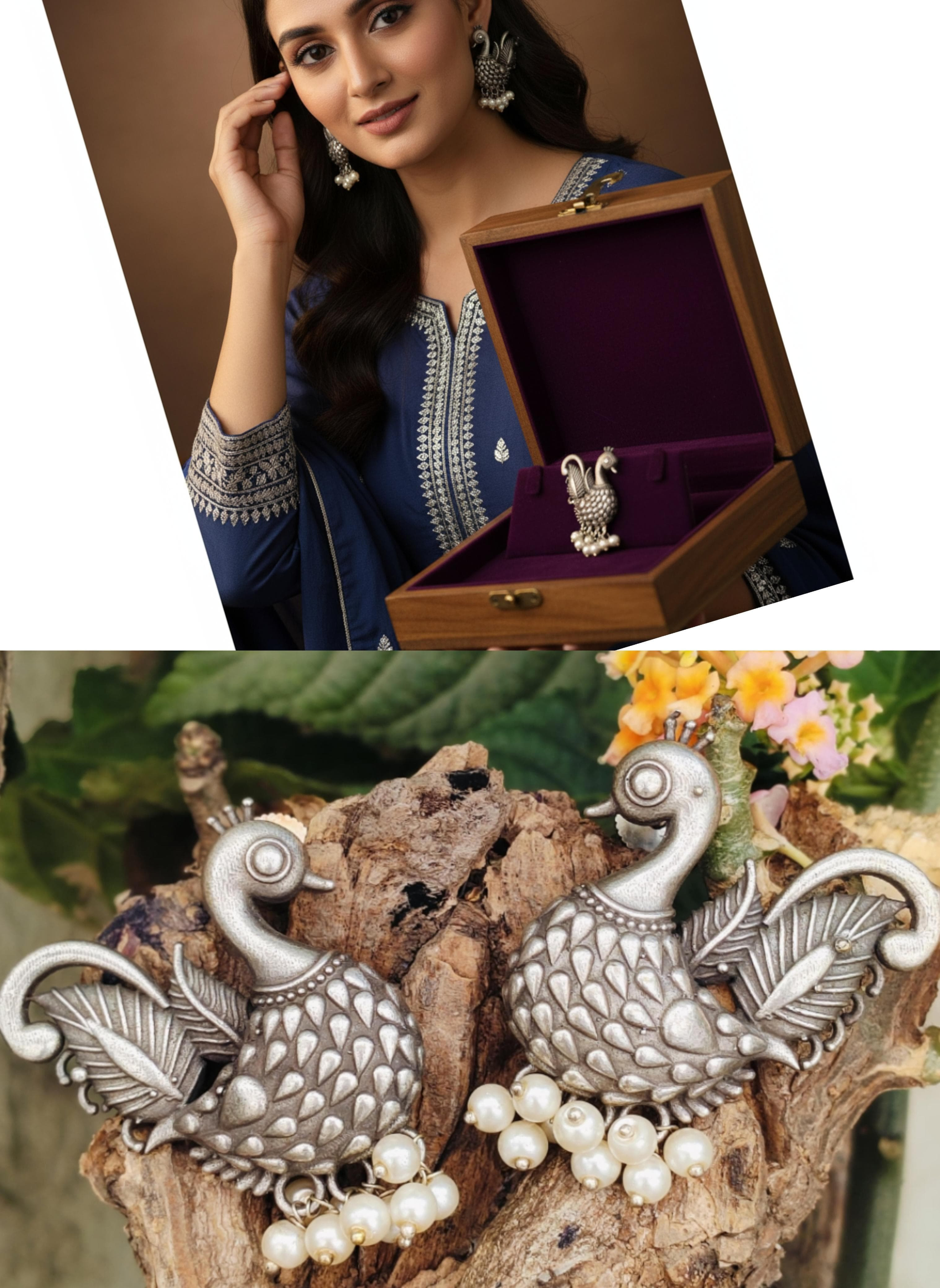 Silver lookalike earrings 